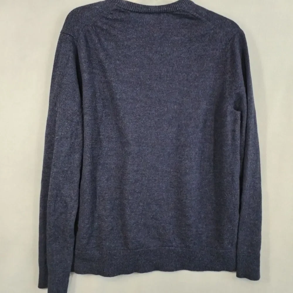 Banana Republic Extra Fine Merino Wool XL Sweater Men's V Neck Preppy‎ Navy Blue